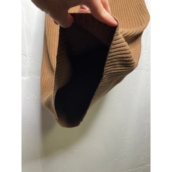 NEW Gap Ribbed Stretch Midi Skirt Camel Tan Size Medium - Picture 2 of 4